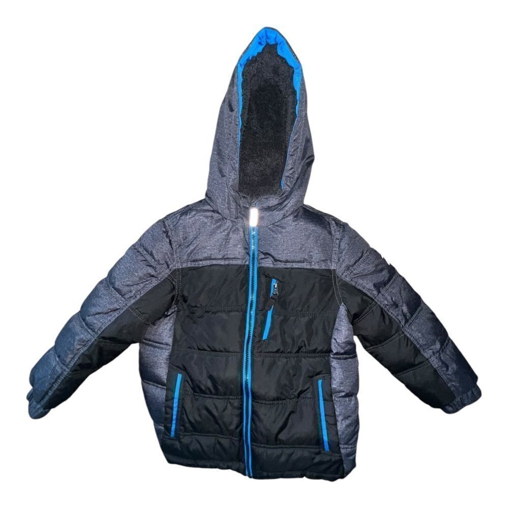 ZeroXposur Boys Heavyweight Puffer Jacket Black Gray Hood Medium 5/6 EUC